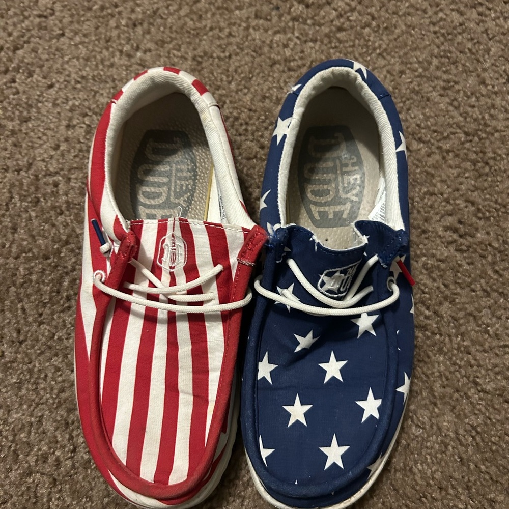 Hey Dude Kids Patriotic Shoes - Red and Blue